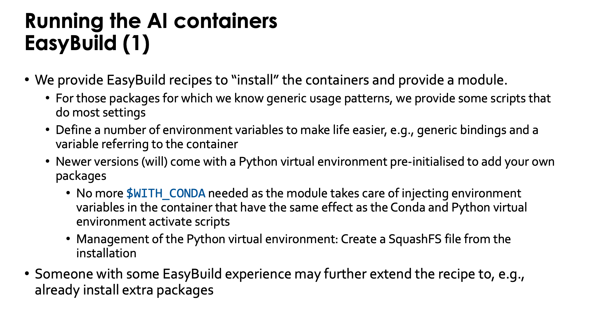 Running the AI containers with EasyBuild-generated module - slide 1